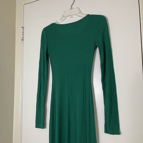 NEW! BCBGMAXAZRIA Adelaine ultra green long sleeve ribbed bodycon maxi dress XXS - Picture 7 of 7